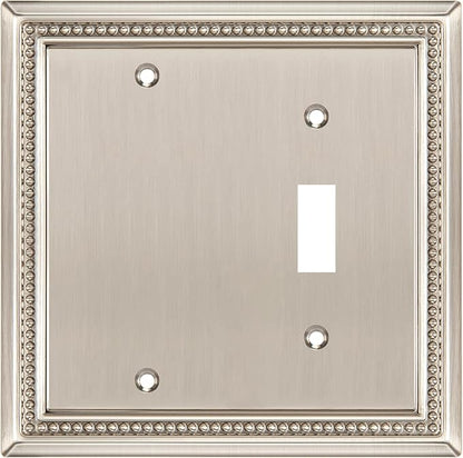 Henne Bery Sunken Pearls Heavy Duty Decorative Wall Plate Switch Plate Outlet Cover (Blank/Toggle, Satin Nickel)