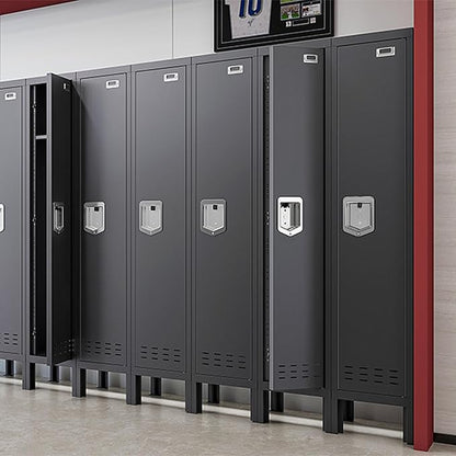 Metal Storage Locker with Lock & Card Slot Locker - Secure Lockable Door - Steel Locker for School, Office, Gym, Home - 66.15" H x 11.8" W x 11.8" D（1 Door, Grey）