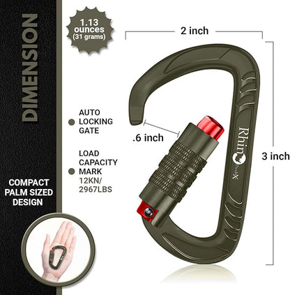 12kN (2697 lbs) Heavy Duty Carabiner Clips, for Securing Pets, Outdoor, Camping, Hiking, Hammock, Dog Leash Harness, Keychains