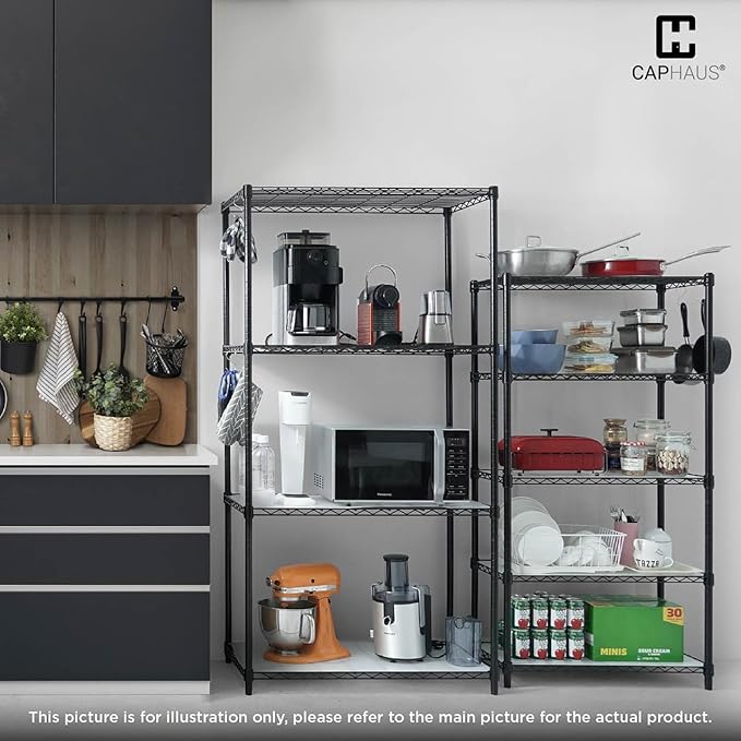 CAPHAUS NSF Commercial Grade Heavy Duty Wire Shelving w/Wheels, Leveling Feet & Liners, Storage Metal Shelf, Garage Shelving Storage, Utility Wire Rack Storage Shelves, 48 x 18 x 76 6-Tier No Liner