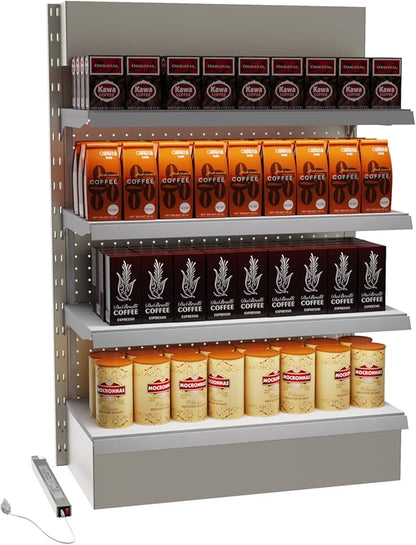 Gondola Shelving Lights 30" kit with 4 pcs 6000K Pure White LED Light Bars, LED Driver and Accessories for Super Market Retail Store Display Shelves via Magnets to fit Under Shelf (30" 4PCS)