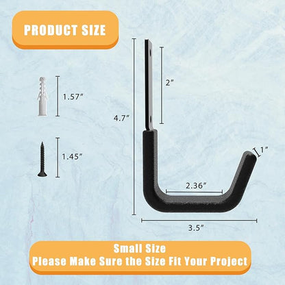 Heavy Duty Utility Hooks - Wall Mount, Hose Holder, Bike & Ladder Hooks, Chainsaw & Leaf Blower Hanger - 8 Small