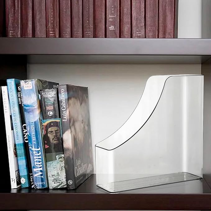 2 Pack Vertical File Holder Clear PET Desk Organizer and Storage Bins Holding for Magazines Binders Notebooks Envelopes File Organizer for Desk Multi-purpose Plastic Document Organizer Work Desktops