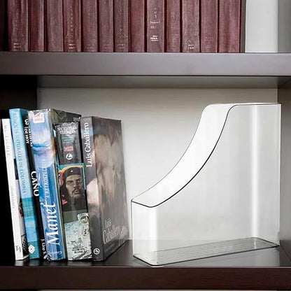 2 Pack Vertical File Holder Clear PET Desk Organizer and Storage Bins Holding for Magazines Binders Notebooks Envelopes File Organizer for Desk Multi-purpose Plastic Document Organizer Work Desktops