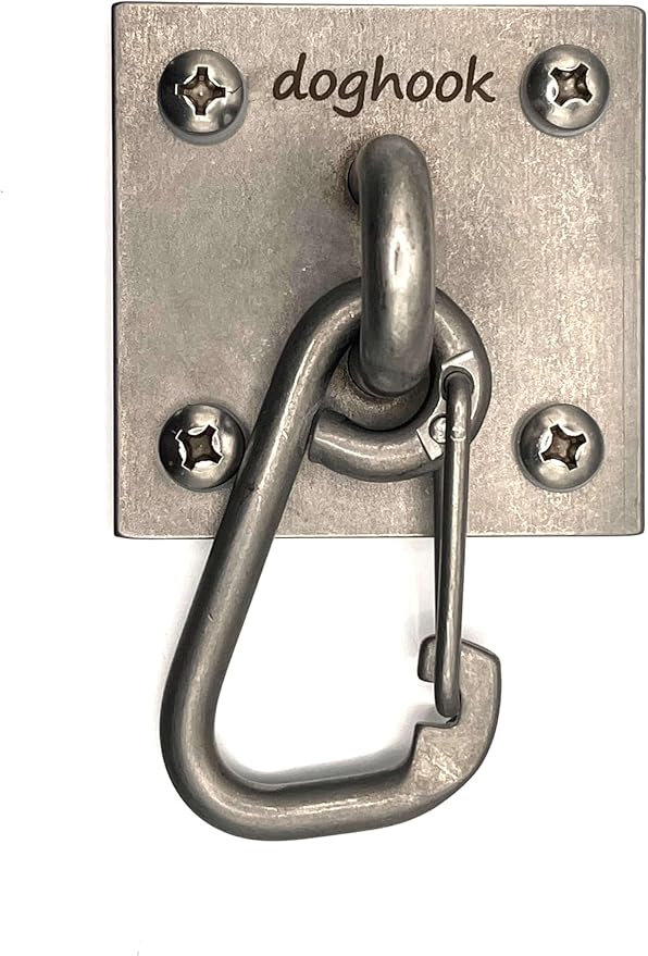 Canine Hitch- Secure Dog Leash Parking Indoor- Outdoor Wall Hook with EZ Clip - Tie Out Stainless Steel - Practical Lead Management for Home & Business
