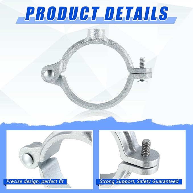 20 Pack 1-1/2" Split Ring Pipe Hanger for Thread Rod Galvanized Iron Mounting Bracket Support for Tubing Wall Ceiling Mount Combination Industrial Decor
