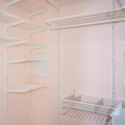 12 Pack 60 Inch Dual Track Upright Wall Shelving System Shelf Bracket Twin Slot Shelf Rail Twin Track Upright Heavy Duty Support System for Pantries, Linen Closets, Laundry Rooms (White)