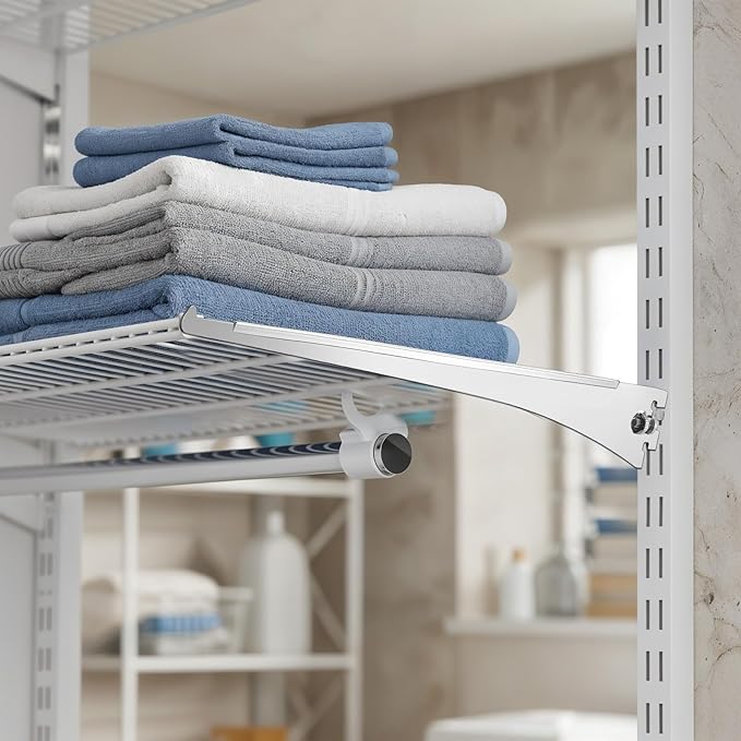 20 Pcs Adjustable Shelf Brackets, Shelving Brackets Single Track Twin Track Upright Wall Shelving System for Shelvings Shelf Standard Stand for Home Utility Room Kitchen Closet (Silver,12 Inch)