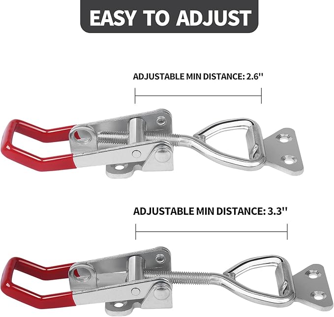 Heavy Duty Toggle Latch Clamp 4003, Large Adjustable Toggle Clamp Latch With Lock Hole, 1320Lbs Holding Capacity Pull Latch for Smoker Lid Jig, Tool Box Case - 2Pack (with 10PCS Screws)