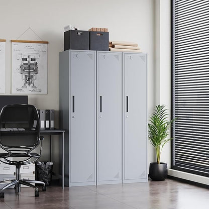 Letaya Metal Locker for Employees,71" Tall Steel Storage Cabinet with 1 Door Lock for School Office Gym Home Staff (1 Door -Gray)