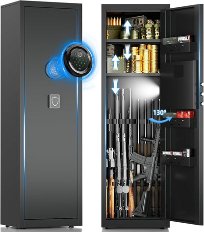 5-8 Long Gun Safe for Rifles and Pistols with Digtal Keypad, Quick Access Rifle Safe with Dual Alarm and Mute Mode, Gun Cabinets for Rifles and Shotguns with 2 Removable Shleves, Easy Assemble