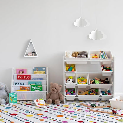 Humble Crew Kids Toy Storage Organizer with 12 Plastic Bins, White – Removable Bins for Playroom, Bedroom, Toddler Furniture for Boys and Girls Ages