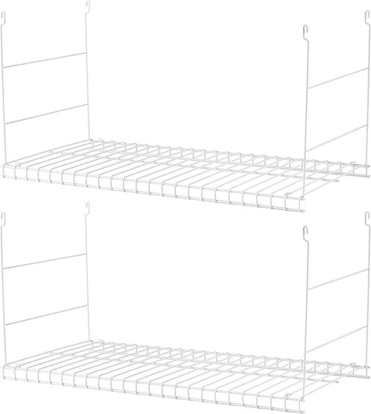 Rubbermaid Universal Closet Custom Wire Hanging Storage Shelf Durable Steel Clothes Rack Accessory Attachment, 24 Inch Long, 2 Pack, White