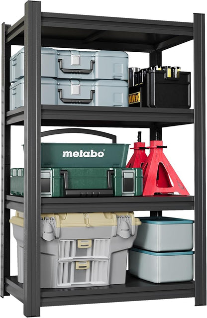 32"W Metal Garage Shelving Unit, Heavy Duty Adjustable Storage Rack, Steel Shelving, Industrial Metal Shelves for Heavy Tools and Equipment, Ideal for Garage, Basement, Kitchen 4-Tier 44"Hx32"Wx14"D