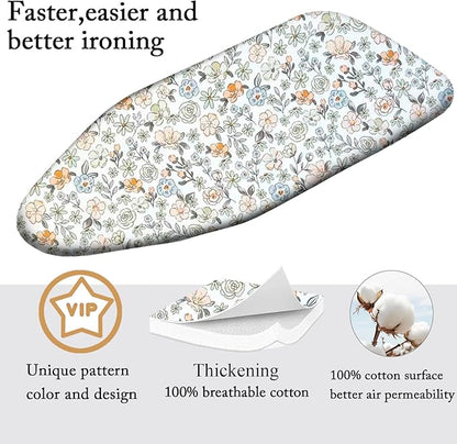 Small Ironing Board Cover Scorch Resistant, Table top Ironing Cover with Padding Heat Reflective Heavy Duty Pad (Colored Flowers, 12.5"x32")