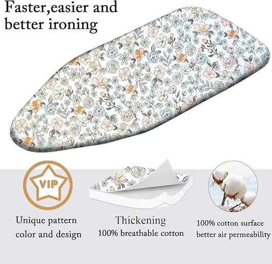 Small Ironing Board Cover Scorch Resistant, Table top Ironing Cover with Padding Heat Reflective Heavy Duty Pad (Colored Flowers, 12.5"x32")