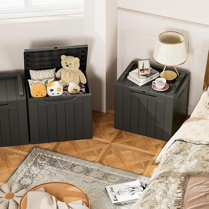 YESHOMY 30 Gal Plastic Storage Bins with Lid Stackable Box Organizers for Living Room, Office, Dorm, 2 Pack, Gray