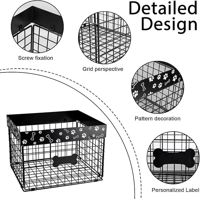 Large Metal Dog Toy Basket Foldable, Dog Toy Storage Bin & Box for Living Room Area, Pet Toy Chest Organizer, Puppy Toys Container Holder, dog toys baskets medium Chest Toybox & Boxes