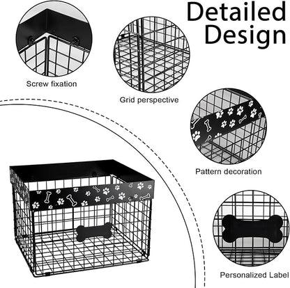Large Metal Dog Toy Basket Foldable, Dog Toy Storage Bin & Box for Living Room Area, Pet Toy Chest Organizer, Puppy Toys Container Holder, dog toys baskets medium Chest Toybox & Boxes