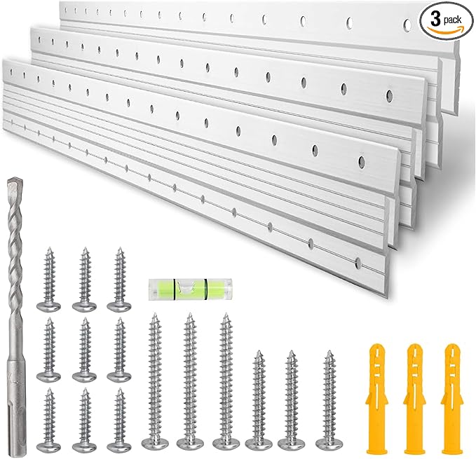 French Cleat Hanger Heavy Duty 41" (3 Pairs) , French Cleats Hanging Kit with Hardware - Bear 600lbs, Metal Z Bar Clips Brackets for Wall Mounting Picture Frame Mirror Headboard Cabinet Whiteboards