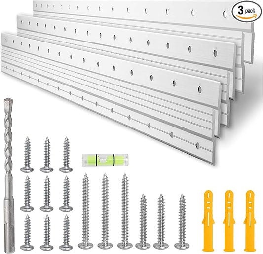 3 Pairs 30" Heavy Duty French Cleat Hangers, Wall Cleats Hanging Kit for Pictures Mirrors Headboards, Aluminum Z Bar Clips Support 300 lbs - Interlocking Mounting Z Hanger Bracket and Hardware