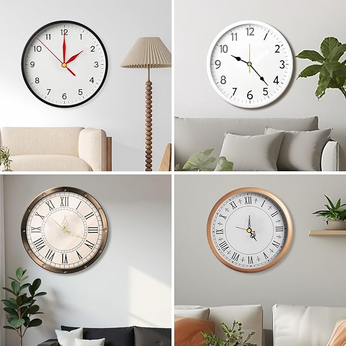 3PCS Clock Mechanism Kit, Quartz Clock Movement Replacement with 8 Pairs of Short Clock Hands, Battery Clock Replacement Mechanism Include Clock Hands DIY Repair Parts (Total Shaft Length 16/20/23mm)