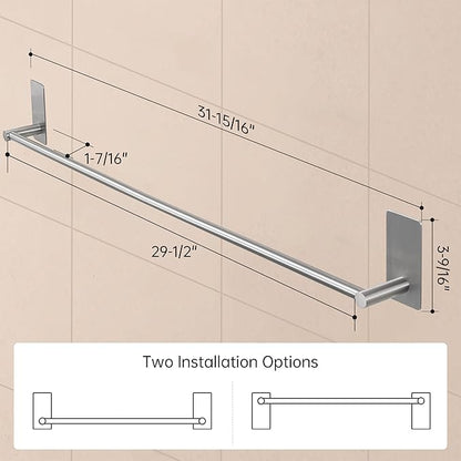 KES Adhesive Towel Bar 30-Inch Bathroom No Drill Towel Holder Sticky on Towel Rack Easy Install SUS304 Stainless Steel Rustproof Brushed Finish, A7000S75B-2