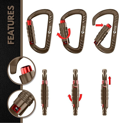 12kN (2697 lbs) Heavy Duty Carabiner Clips, for Securing Pets, Outdoor, Camping, Hiking, Hammock, Dog Leash Harness, Keychains
