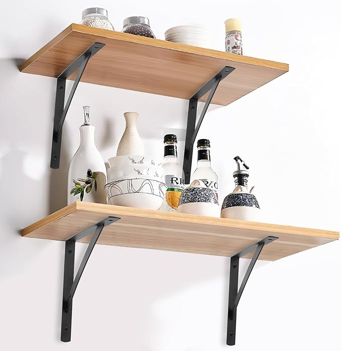 8 Pcs Heavy Duty Shelf Brackets, Floating Metal Shelf Brackets, Metal Wall Mount L Shaped Shelves Support Angle Brackets for Heavy Duty Floating Shelves Shelf Brackets (9.84 x6.29 inch)