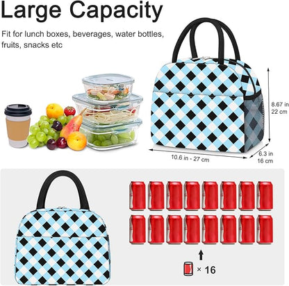 Lunch Bag Lunch Box for Women Adult Men Insulated Quilted Reusable Large Lunch Tote Bag Leakproof Simple Cooler Bag for Work Office Picnic Beach or Travel