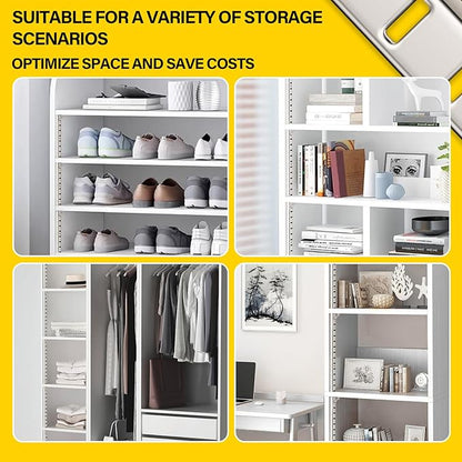 6 Pcs 36 Inch Shelf Pilaster Adjustable Shelf Brackets Stainless Steel Mortise Mount Pilaster Strip Standards with 12 Shelf Clips and Screws for Wall Shelving System Closet Organization Storage