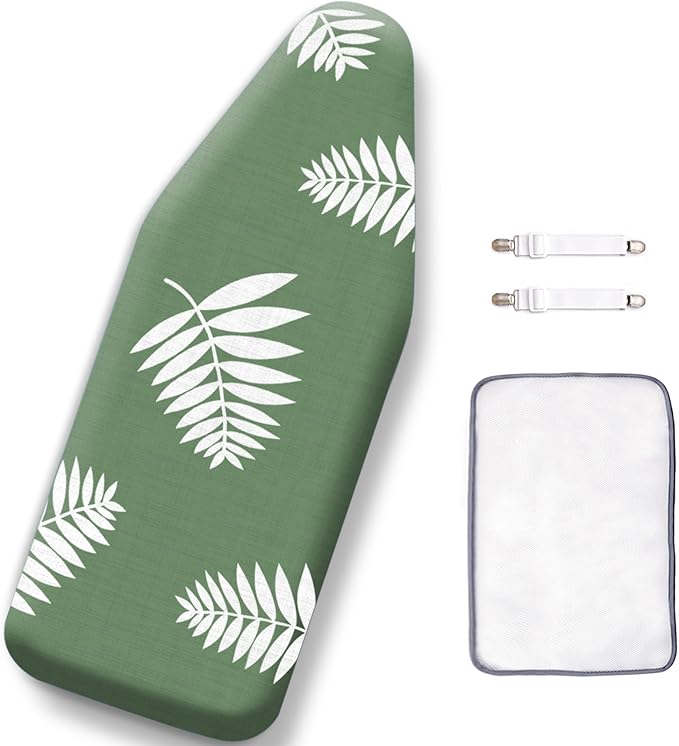 SheeChung 12.5"x32" Small Ironing Board Cover and Pad,Fits Mini Table Top Ironing Board,Extra Thick Padding,Elastic Cord&Fasteners,Heat Resistance(Ironing Board Not Included)