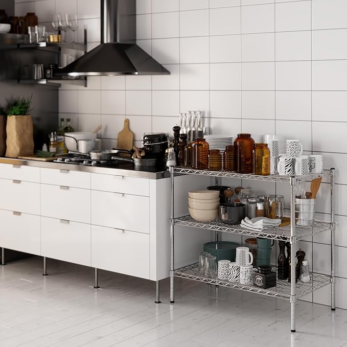 21" Deep x 36" Wide x 34" Height Wire Shelving Kit | 3-Tier | NSF Commercial Storage Rack Unit
