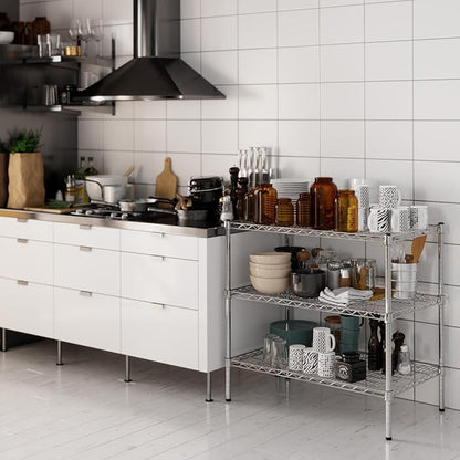 21" Deep x 36" Wide x 34" Height Wire Shelving Kit | 3-Tier | NSF Commercial Storage Rack Unit