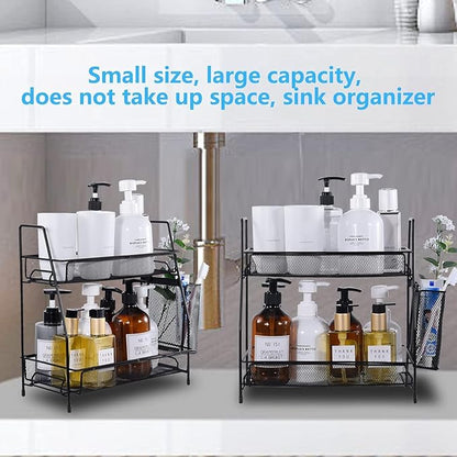 LEMIKKLE Countertop Organizer for Bathroom, Bedroom & Kitchen Counter Shelf with Small Basket