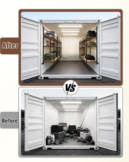 Heavy Duty Shipping Container Shelving Brackets, 3-Layer Cargo Container Shelves Shelf for DIY Storage System, Steel Rack Support for Tools Equipment Garage Farm Workshop, Sets of 2