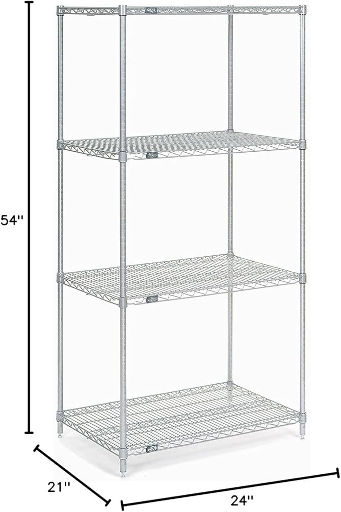 Chrome Wire Shelving, 24"W x 21"D x 54"H