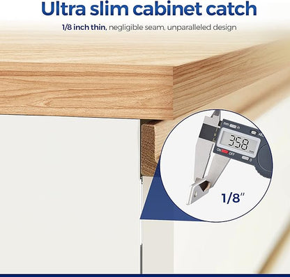 10 Pack Ultra Thin Cabinet Door Catch Stainless Steel Cabinet Magnetic Door Catch Cabinet Magnets Adhesive Drawer Latch Cabinet Magnetic Catch for Kitchen Closet Door Magnet Stick on Cupboard Wardrobe
