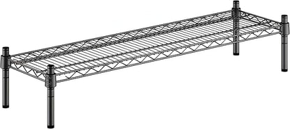 12" x 42" x 8" Black Epoxy Wire Storage Shelf, Dunnage Rack, Commercial 1 Tier Small Shelf