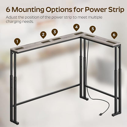 70.9" Narrow Console Table with Adjustable Height (27.6"-35.4"), L Shaped Sofa Table Narrow Long, Skinny Behind Couch Table with USB-C Ports, 5.9" Wide Sofa Side Table, Greige CT28UBG