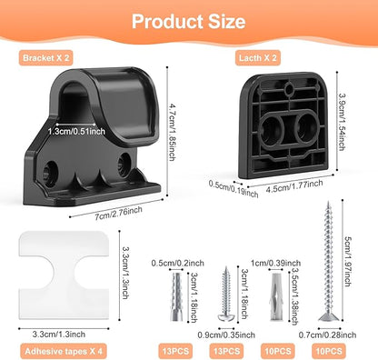 EZIGO Retractable Baby Gates Replacement Parts, Full Set Wall Mounting Accessories Including Brackets, Latches, Screws for 120 inch Extra Wide Baby Gate Pet Gate Mesh Gate Retractable Dog Gate, Black