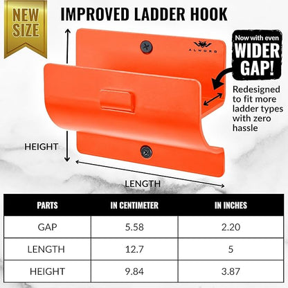 Ladder Holders - Set of 4 Garage Hooks - Orange Wall Mount Heavy Duty Ladder Hangers and Brackets