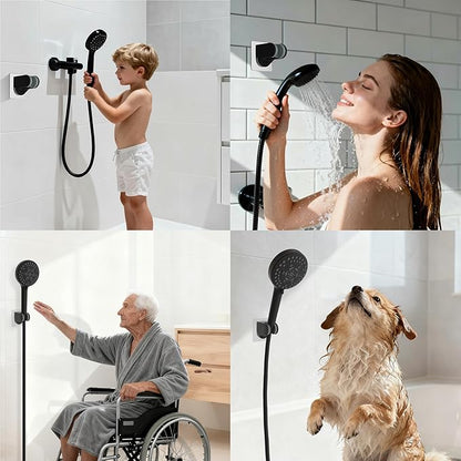 Hibbent Showerhead Holder, Strong Adhesive and Waterproof Handheld Shower Holder and Bracket, Height Adjustable Shower Wand Holder, Wall Mount, No Drilling, Oil Rubbed Bronze