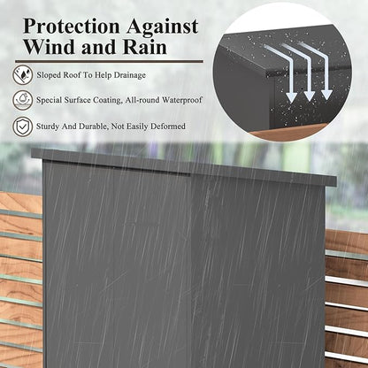 73''H Outdoor Storage Cabinet, Metal Garage Storage Cabinets with Doors and Shelves, Outdoor Broom Storage Cabinets, Waterproof Tool Shed for Patio Garden Backyard, Gray（15.4" D x 31.5" W ）