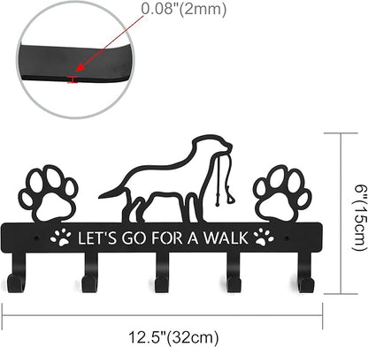 PET ARTIST Dog Leash Holder for Wall, Metal Dog Leash Hooks for Wall Decorative, Dog Leash Hanger Organizer Wall Mount with 5 Hooks, Dog Stuff Storage Organizer for Key Holder Dog Collar and Leash Set