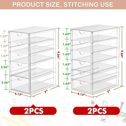 Desk Organizers And Accessories With 22 Drawers, 4 Pack Office Desktop Drawers, Plastic Makeup Organizer Containers Bins With Drawers Desk Organization, Bathroom Organizers Storage Case Box