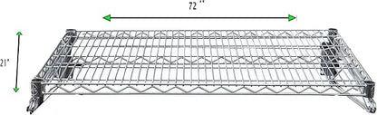 Heavy Duty Chrome Wire Storage Wall Shelf (21" x 72")