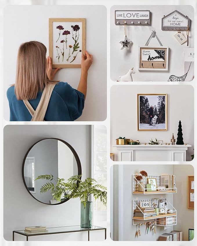 Drywall Picture Hanging Hooks Claw: 15Pcs 40lb Large Wall Picture Frame Hangers - Art Hanging No Damage Heavy Duty Mirror Photo Poster Painting Hanger Hardware Kit - Claw for Decor Room