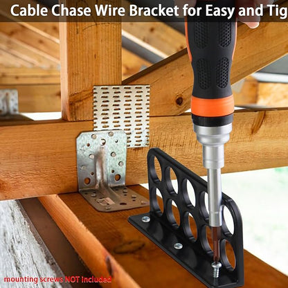 100Pack Cable Chase Wire Bracket, Cable Support Wire Bracket Holder for NMB Electrical Cord Organized Management,Labor&Time Saving,1" with 10 Hole Design