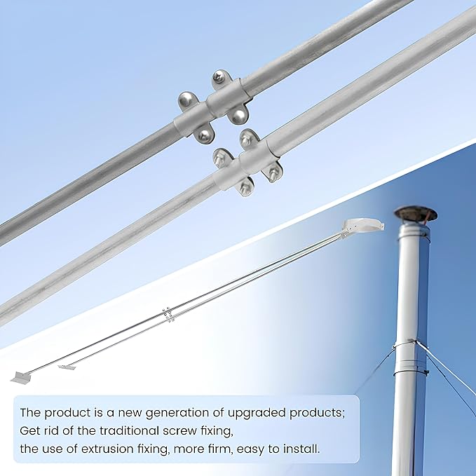 2025 Update Silver Plated High-End Ebusin 8" Extended Roof Bracket Supports Chimney Stove Pipe for DuraVent Triple Wall 4" I.D ,Suitable for All Outer Diameters of 8", Stability Against Wind & Snow